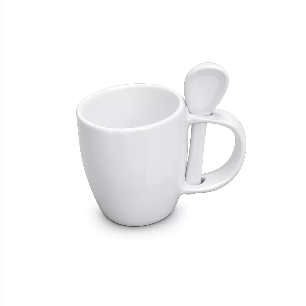 caneca  com colher  branca 
