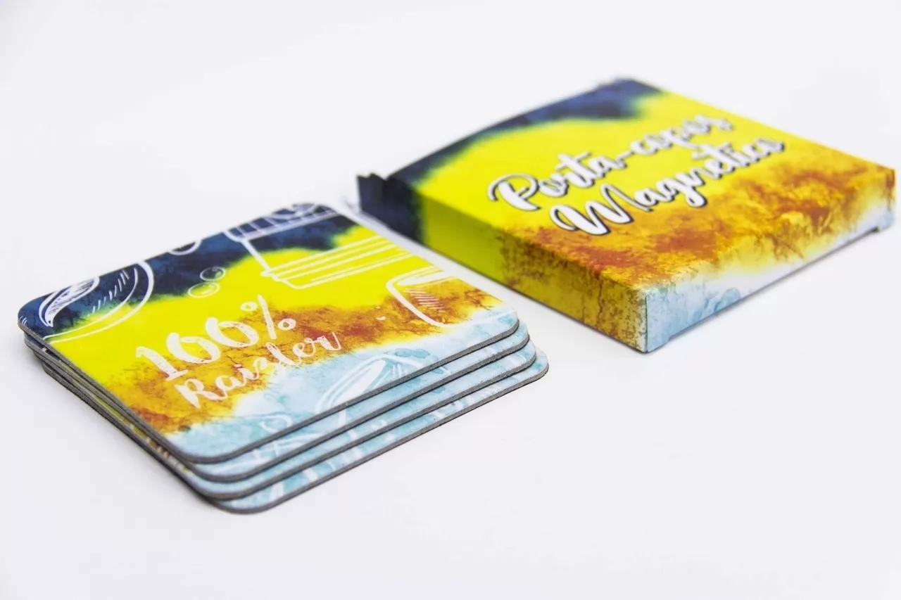 porta copo magnetico   conjunto  de 4   unidades   em caixa  personalizada 
