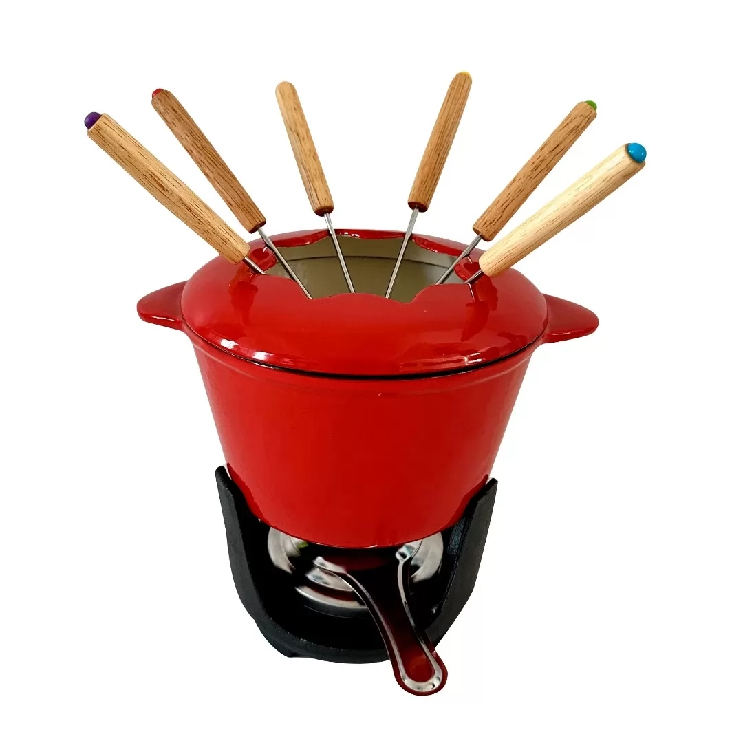 Aparelho de fondue para queijo em ferro fundido 10 peças 