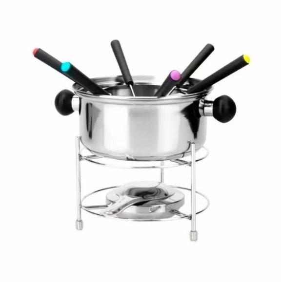 JOGO DE FONDUE DE INOX COM 10 PEÇAS 800ML-